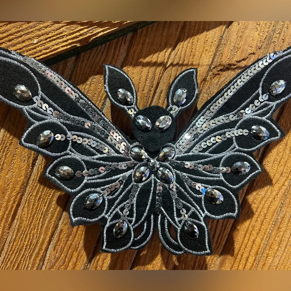 Handmade Halloween Bat Garland, sparkly sequined, jeweled, art deco wall hanging